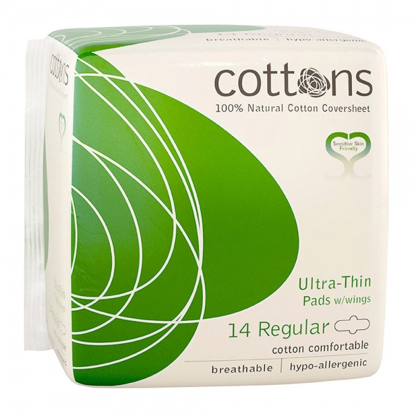 Cotton Pads Ultra Thin Regular With Wings 14 Pack