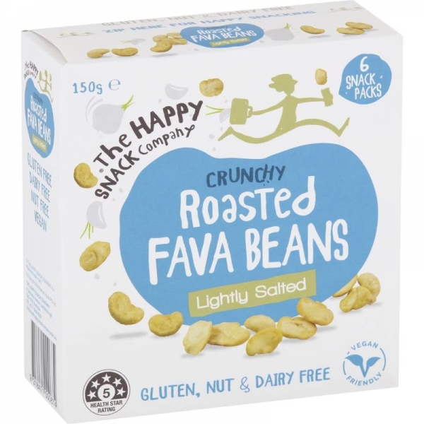 The Happy Snack Co Roasted Fava Beans Salted Gluten Free 6 x 25g