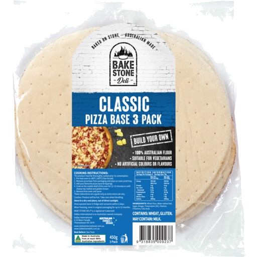 Bake Stone Deli Pizza Base Medium 3 Pack 450g | Adelaide's Finest ...