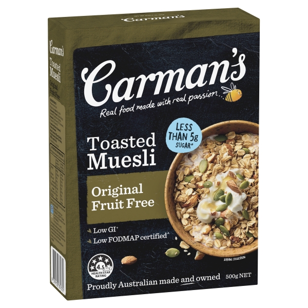 Carman's Muesli Original Fruit Free 500g