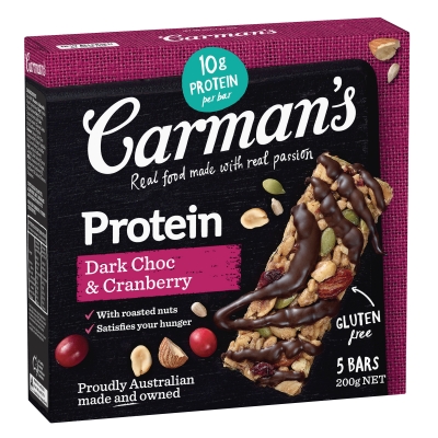 Carman's Protein Bars Dark Choc & Cranberry 5 Pack 200g