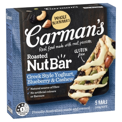 Carman's Nut Bar Yoghurt & Blueberry Gluten Free 160g