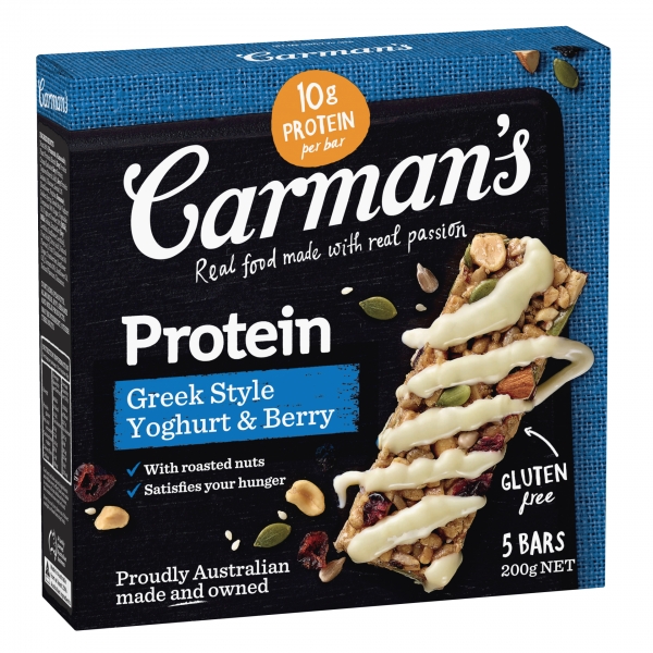 Carman's Protein Bars Greek Style Yoghurt & Berry 5 Pack 200g