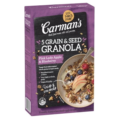 Carman's Granola 5 Grain & Seed Pink Lady Apple & Blueberry 450g