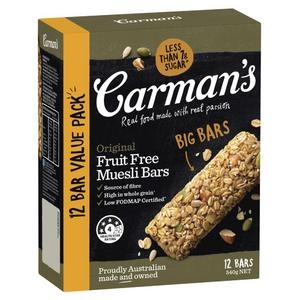Carman's Muesli Bars Original Fruit Free 12 Pack 540g