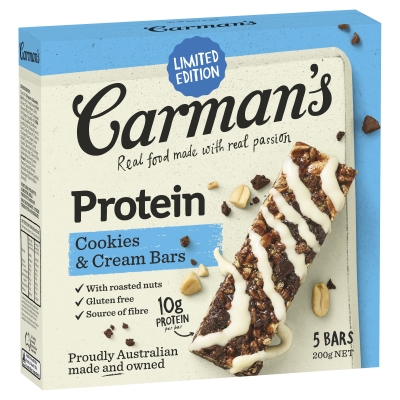 Carman's Protein Bars Cookies & Cream 5 Pack 200g