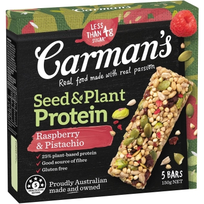 Carman's Protein Bar Raspberry & Pistachio 150g