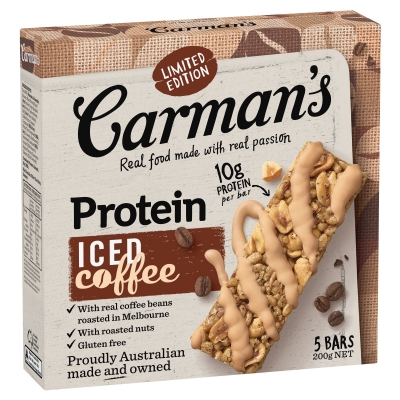 Carman's Protein Bars Iced Coffee 5 Pack 200g