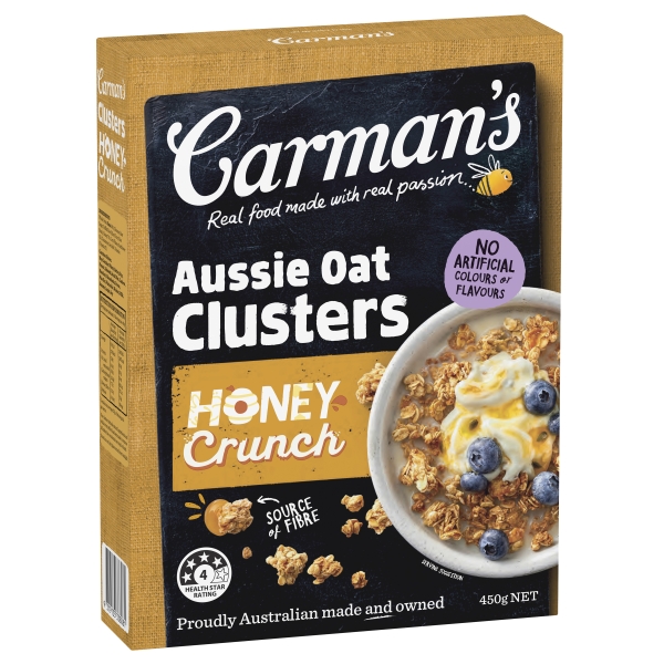 Carman's Aussie Oat Clusters Honey Crunch 450g