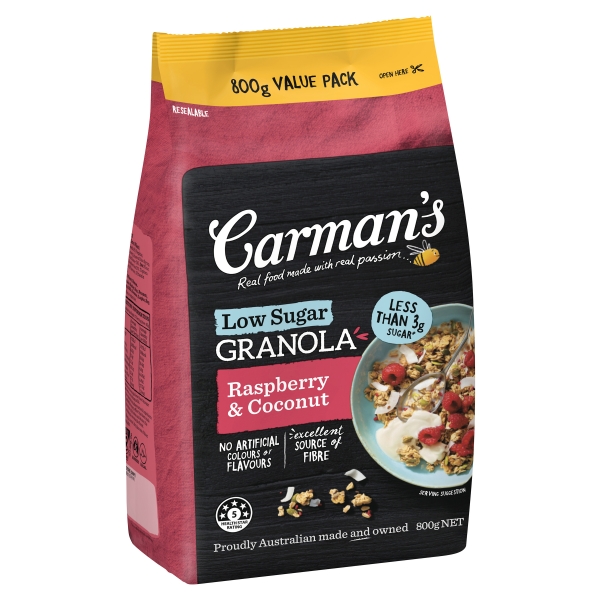 Carman's Low Sugar Granola Raspberry & Coconut 800g