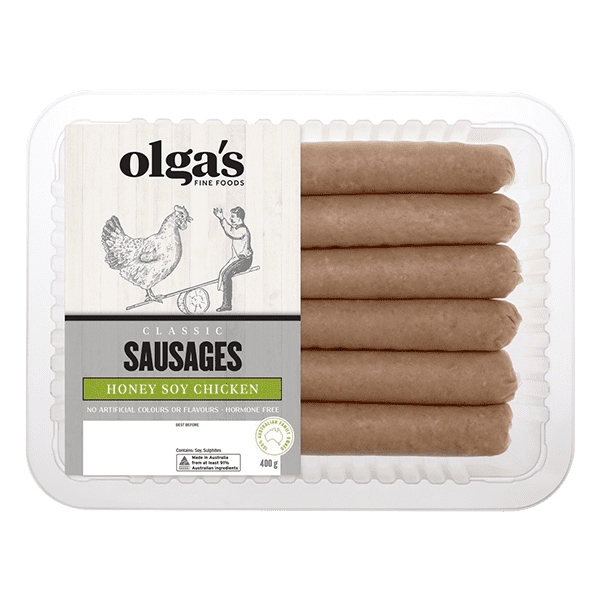 Olga's Sausages Chicken Honey Soy 400g