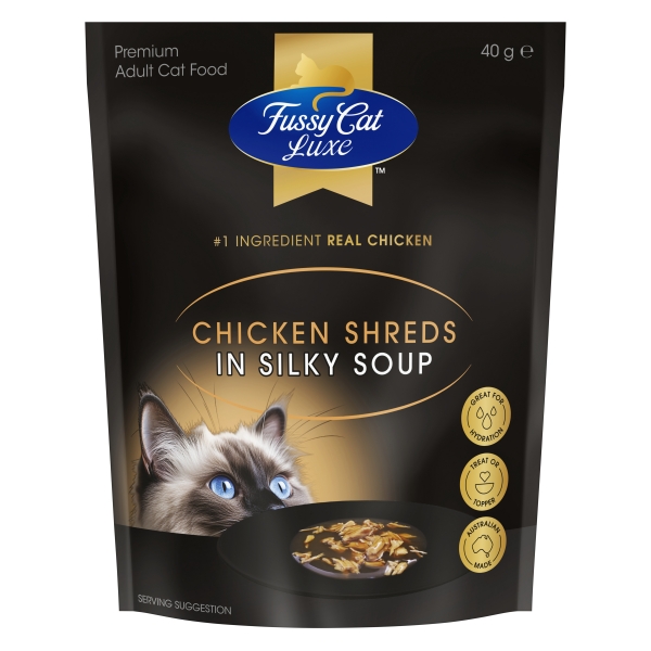 Fussy Cat Luxe Chicken Shreds in Silky Soup 40g