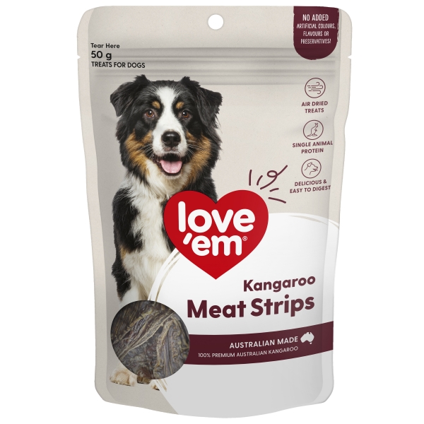 Love'em Dog Treats Kangaroo Meat Strips 50g