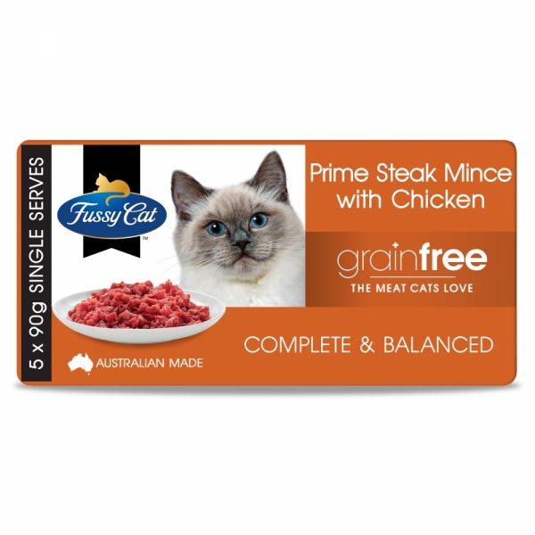Fussy Cat Prime Steak Mince With Chicken 5 Pack 450g