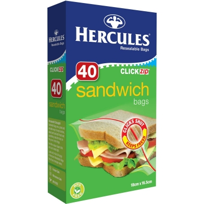 Hercules Clickzip Sandwich Bags 40 Pack