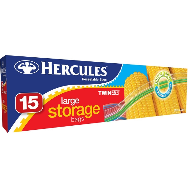 Hercules Clickzip Storage Bags Large 15 Pack