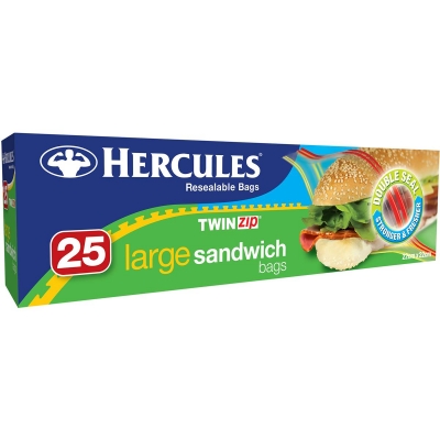 Hercules Sandwich Bags Large 25 Pack