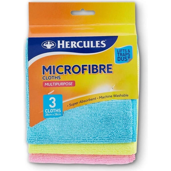 Hercules Microfibre Multi Purpose Cloths 3 Pack