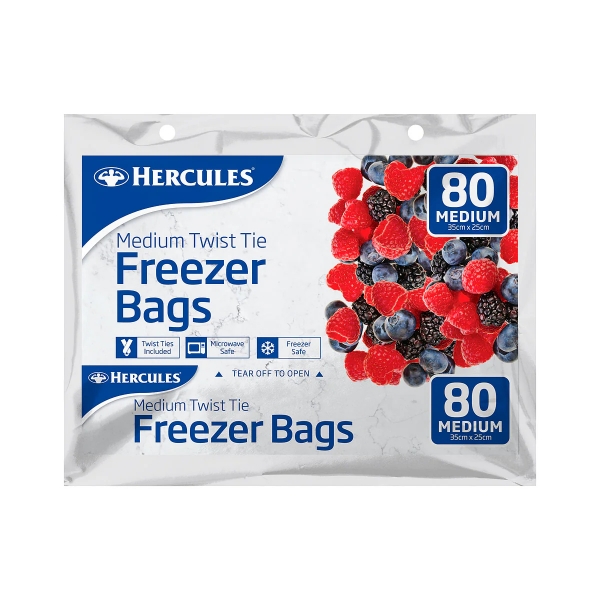 Hercules Freezer Bags Medium Tear Off 80 Pack