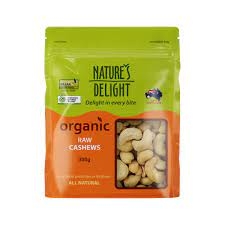 Nature's Delight Organic Cashews Raw 300g