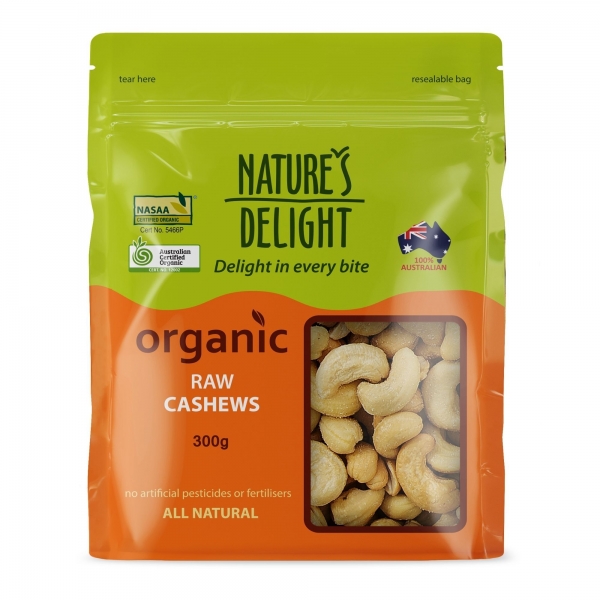 Nature's Delight Organic Cashews Raw 300g