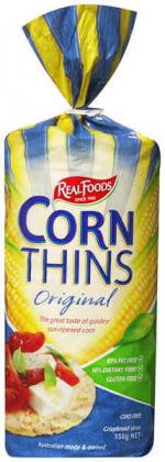 Real Foods Corn Thins Original 97% Fat Free Gluten Free 150g