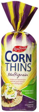 Real Foods Corn Thins Multigrain 97% Fat Free Gluten Free 150g
