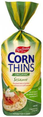 Real Foods Corn Thins Sesame 150g
