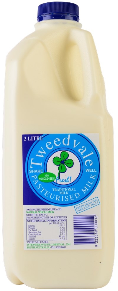 Tweedvale Full Cream Milk Unhomogenised 2lt
