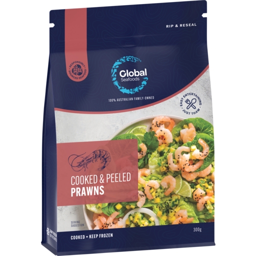 Global Seafoods Prawns Cooked & Peeled 300g