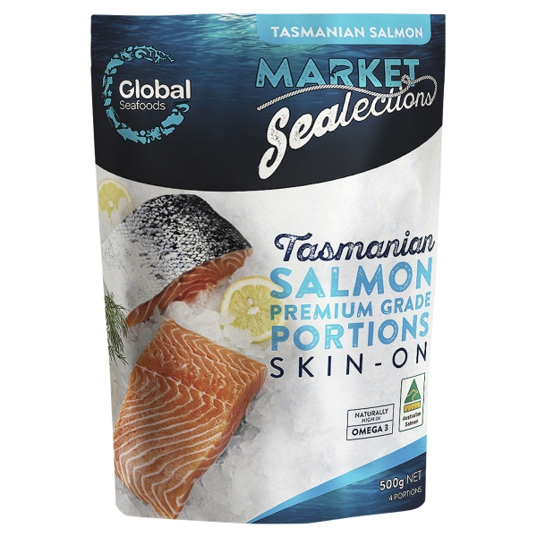 Global Salmon Portions Skin On 4 x 125g