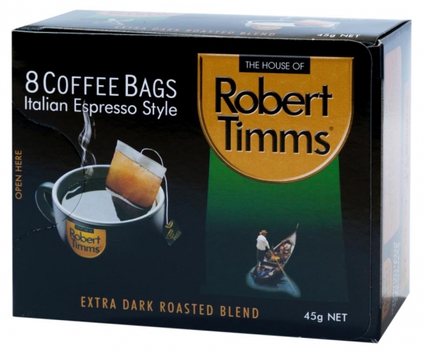 Robert Timms Coffee Bags Italian Espresso 8 Pack 45g