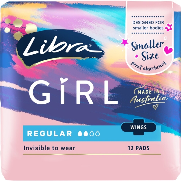 Libra Girl Regular Pads with Wings 12 Pack