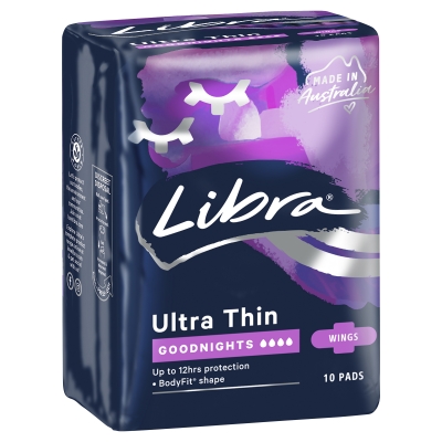 Libra Ultra Thin Goodnight Pads With Wings 10 Pack