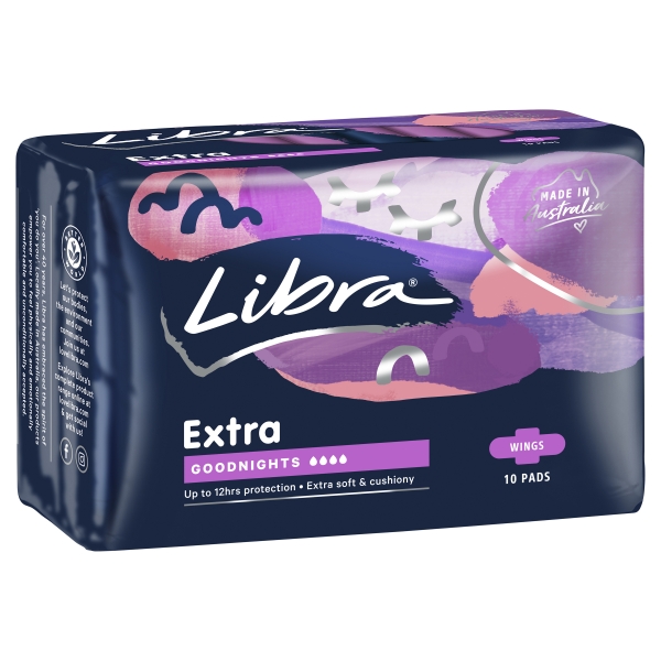 Libra Pads Extra Goodnight Regular with Wings 10 Pack
