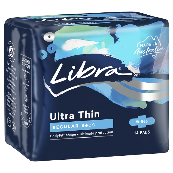 Libra Pads Ultra Thin Regular With Wings 14 Pack