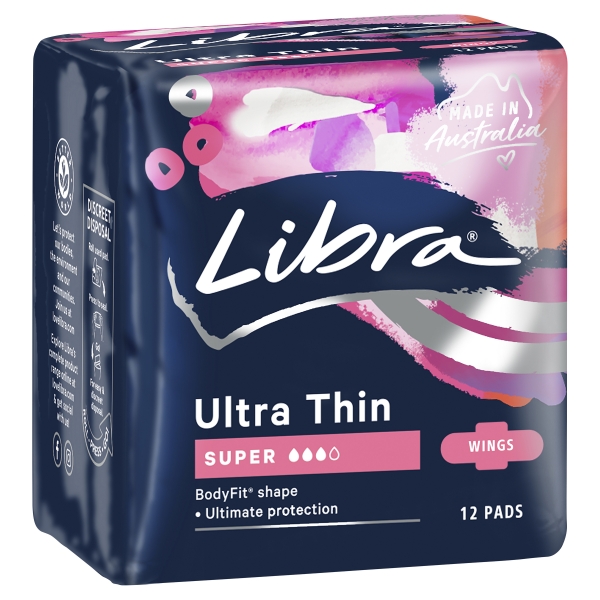 Libra Pads Ultra Thin Super With Wings 12 Pack