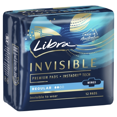 Libra Invisible Pads With Wings Regular 12 Pack