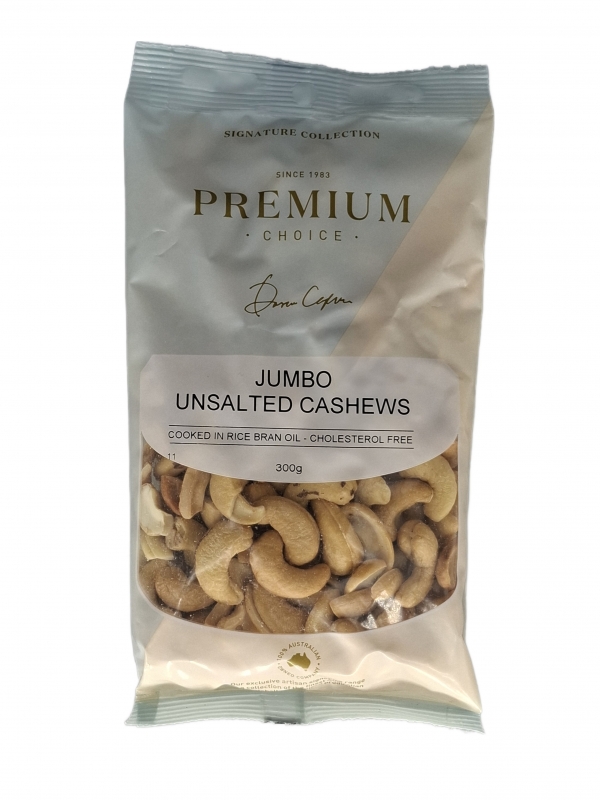 Premium Choice Jumbo Cashews Roasted Unsalted 300g