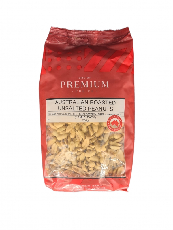 Premium Choice Australian Roasted Peanuts Unsalted 750g