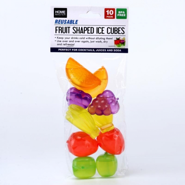 Home Master Reusable Fruit Shaped Ice Cubes Pre-Filled 10 Pack