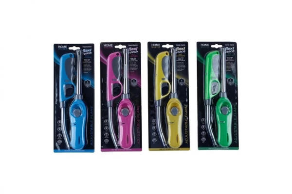 Gas Lighter Reach & Flex Wand Refillable Asst Colours Twin Pack