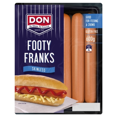 Don Skinless Footy Franks 600g