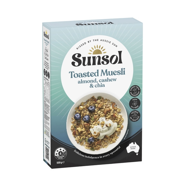 Sunsol Natural Toasted Muesli Almond Cashew & Chia 500g