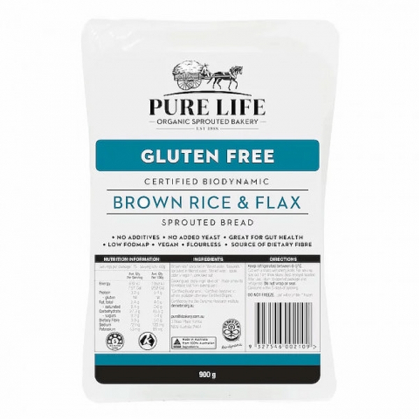 Pure Life Sprouted Bread Brown Rice Flax Seed 900g