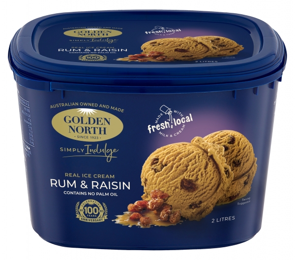 Golden North Ice Cream Simply Indulge Rum & Raisin 2lt