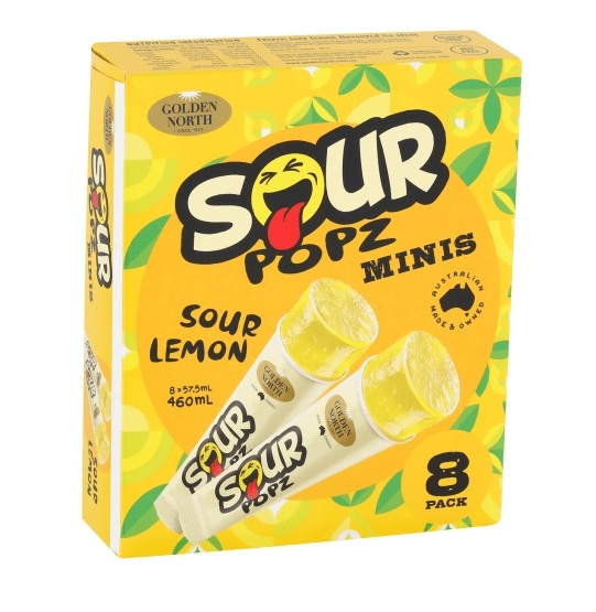 Golden North Sour Popz Minis Lemon 8 Pack