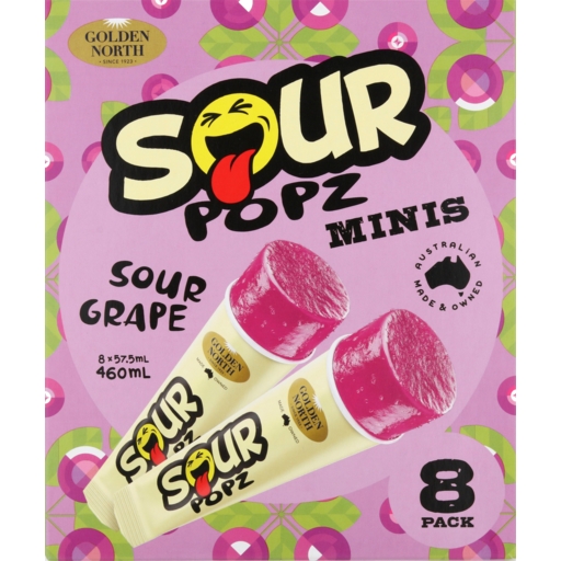 Golden North Sour Popz Minis Grape 8 Pack 460ml