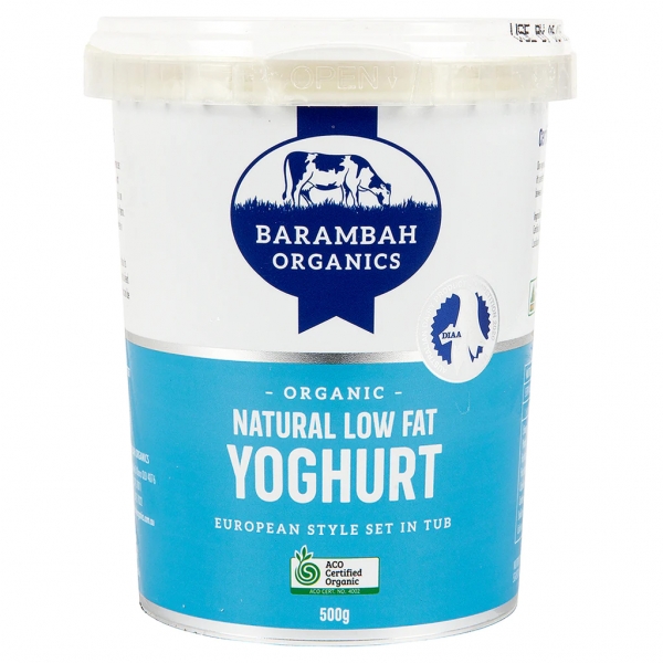 Barambah Organics Low Fat Yoghurt Natural 500g