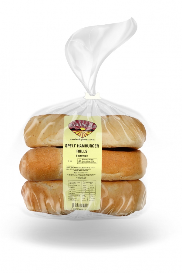 Healthybake Hamburger Rolls Sourdough Spelt 6 Pack